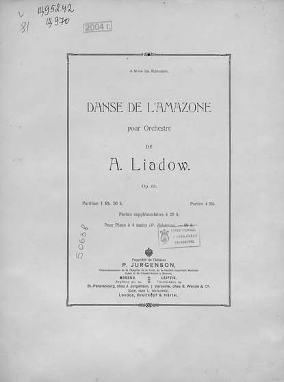 Danse de l'amazone pour Orchestre de A. Liadow