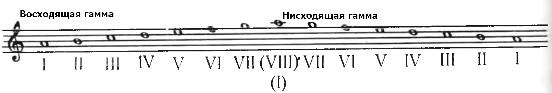 восходящая и нисходящая минорная гамма