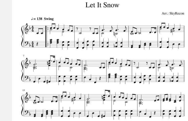  Let it Snow ноты для фортепиано скачать