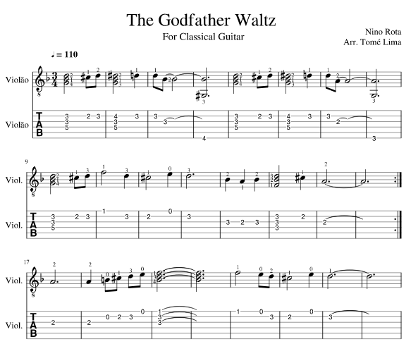 ноты для гитары главной темы из фильма Крестный отец