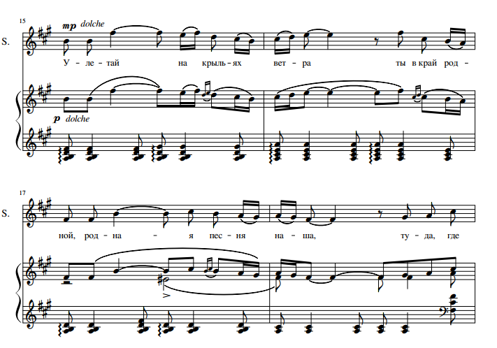 для женского (детского) хора и фортепиано песни улетай на крыльях ветра