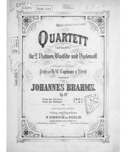 Quartett fur 2 Violinen, Bratsche und Violoncell, Op. 67, № 3, in B-dur v. Johannes Brahms